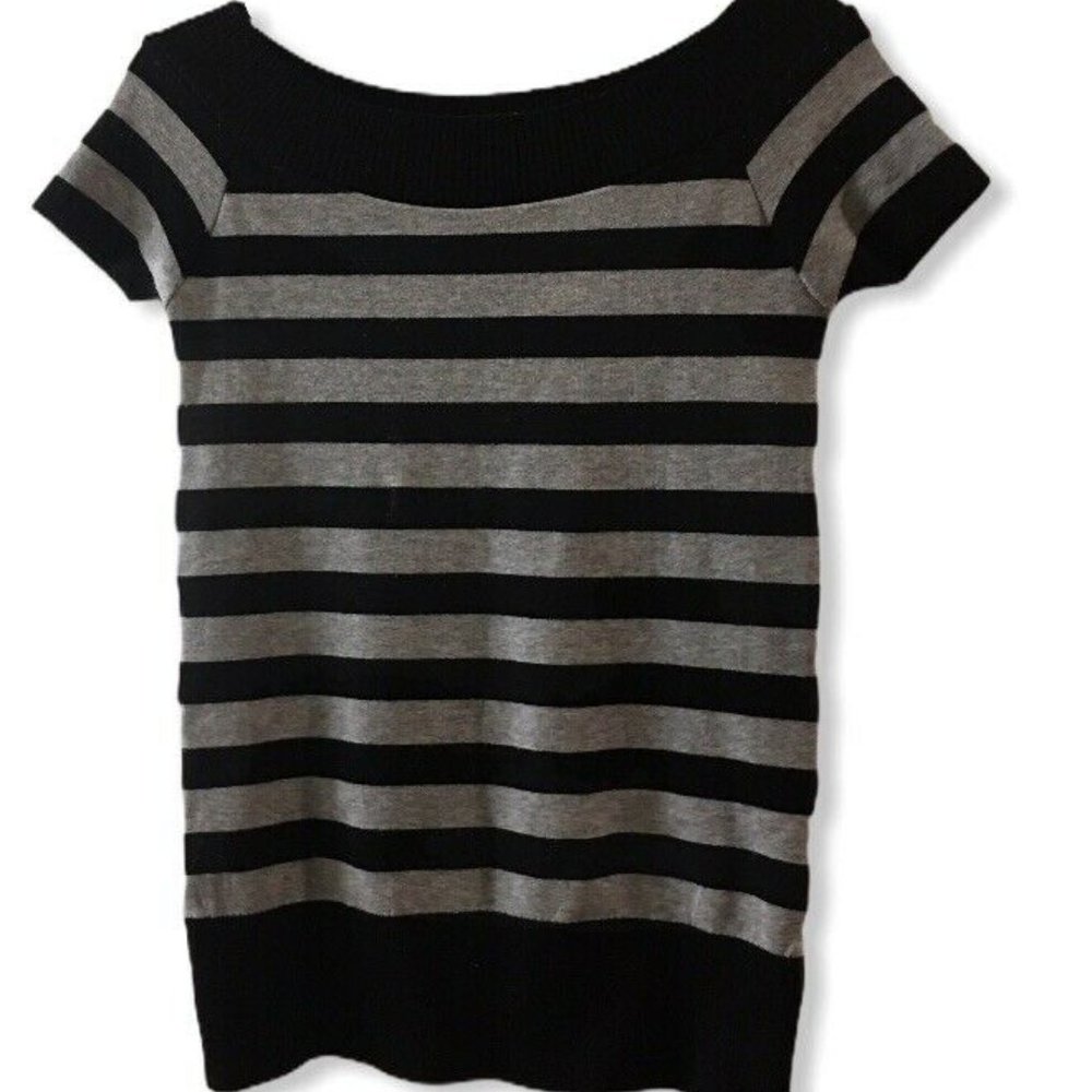 A. Byer Black and Gray Off The Shoulder Sweater